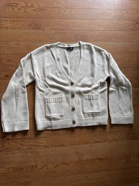 GAP Cream Oversized Button Cardigan with Patch Pockets